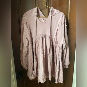 Free People women's medium long sleeve pink hooded sweater